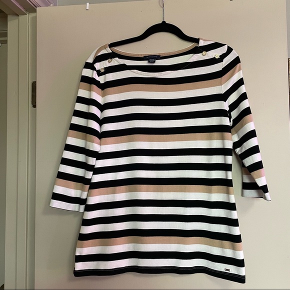 Striped Tommy Hilfiger 3/4 sleeve top - XL - 100% cotton - Picture 1 of 5